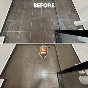 Before and After Vinyl Guards Tiles Deep Cleaning